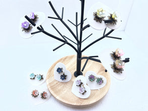 Acrylic Flower Bud Earrings: Antique Bronze Floral Earrings