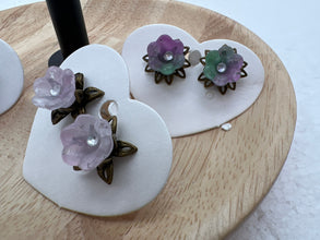 Acrylic Flower Bud Earrings: Antique Bronze Floral Earrings
