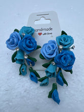 Polymer clay rose bouquet earrings. Handmade roses and Cala lilies