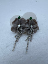Clay plumeria floral earring with bling dangles