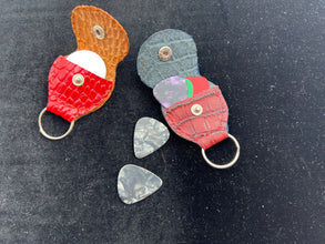 Key chain holders for Apple fobs or guitar picks handmade from leather