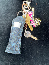 Handmade leather keychain lipstick or chap stick holder
