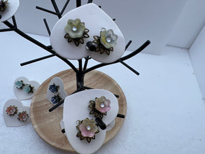 Acrylic Flower Bud Earrings: Antique Bronze Floral Earrings