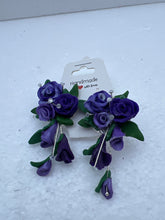 Polymer clay rose bouquet earrings. Handmade roses and Cala lilies