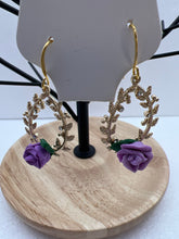 Handmade Clay Rose Teardrop Earrings: Floral Branch Dangles