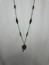Antique Bronze Butterfly Necklace: Rhinestone Adorned, Long Length