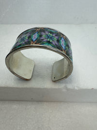 Polymere clay kaleidoscope designed pattern filled adjustable bracelet