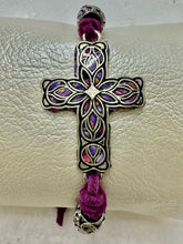 Silver Filigree Cross Bracelet: Polymer Clay, Adjustable Suede Cord