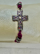 Silver Filigree Cross Bracelet: Polymer Clay, Adjustable Suede Cord