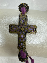 Bronze Filigree Cross Bracelet: Polymer Clay Adjustable Bracelet