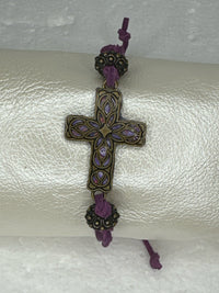 Bronze Filigree Cross Bracelet: Polymer Clay Adjustable Bracelet