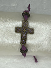Bronze Filigree Cross Bracelet: Polymer Clay Adjustable Bracelet