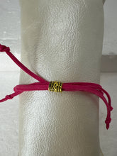 Gold Filigree Cross Bracelet: Pink Polymer Clay, Adjustable Cord