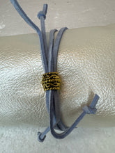 Gold Filigree Cross Bracelet: Light Blue Polymer Clay, Adjustable