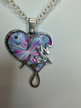 Silver Plated Faith Heart Pendant: Pastel Polymer Clay, Victorian Chain