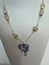 Silver Plated Faith Heart Pendant: Pastel Polymer Clay, Victorian Chain