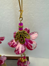 Hand Painted Lucite Flower Earrings: Victorian Style Dangles
