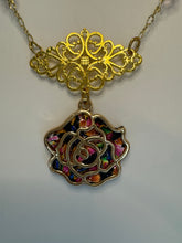 Gold Filigree Rose Necklace: Patterned Clay, Vintage Style