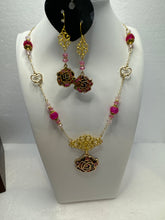Gold Filigree Rose Necklace: Patterned Clay, Vintage Style