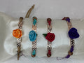 Handmade Polymer Clay Rose Bracelet: Hammered Copper, Suede Cord