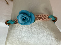 Handmade Polymer Clay Rose Bracelet: Hammered Copper, Suede Cord