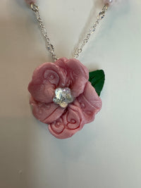 Handmade plumeria clay flower necklace