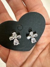 Clear rhinestone cross stud earrings