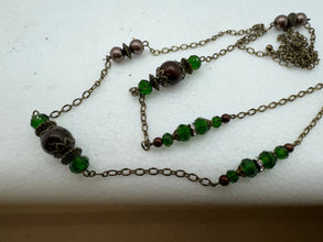 Antique Bronze Butterfly Necklace: Rhinestone Adorned, Long Length