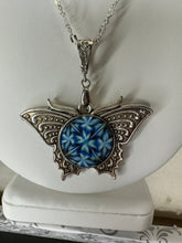 Kaleidoscope Butterfly Pendant Necklace: Silver Plated Vintage Style