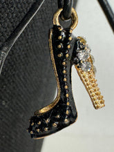 Black Leather High Heel Shoe Earrings: Beaded Fashion Jewelry