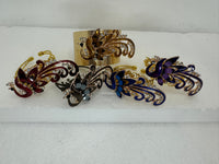 Peacock adorned bracelets in multi colors on gold or bronze adjustable bases