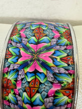 Polymere clay kaleidoscope designed pattern filled adjustable bracelet