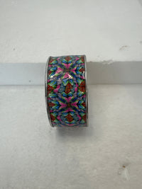 Polymere clay kaleidoscope designed pattern filled adjustable bracelet