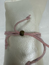 Bronze Filigree Cross Bracelet: Light Pink Polymer Clay, Adjustable