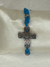 Silver Filigree Cross Bracelet: Polymer Clay, Adjustable Suede Cord