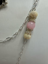 Silver Filigree Heart Necklace: Patterned Polymer Clay, Rose Pendant