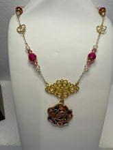 Gold Filigree Rose Necklace: Patterned Clay, Vintage Style
