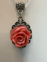 Handmade Polymer Clay Rose Necklace: Victorian Silver Frame