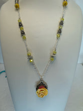 Handmade Polymer Clay Rose Necklace: Victorian Silver Frame