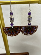 Hand Painted Leather Earrings: Floral Boho Beaded Dangle