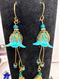 Hand Painted Lucite Tulip Earrings With Dangles