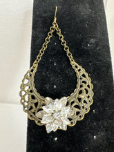 Victorian Antique Bronze Filigree Rhinestone Earrings Set