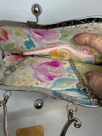 Classy Embossed Leather Victorian Style Handbag With Phone Slot