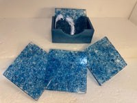 square, round or octagon coaster sets in resin with unique designs