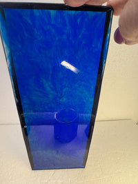 Blue Swirl Bathroom Tray Set: Octagonal Vase & Jar Organizer