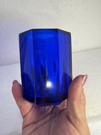 Blue Swirl Bathroom Tray Set: Octagonal Vase & Jar Organizer
