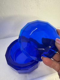 Blue Swirl Bathroom Tray Set: Octagonal Vase & Jar Organizer