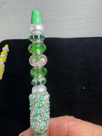 Fancy Beaded Refillable Ballpoint Pens With Black Ink