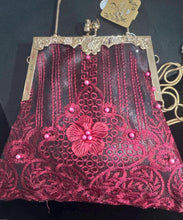 Beaded Embroidered African Lace Leather Evening Bag With Chain