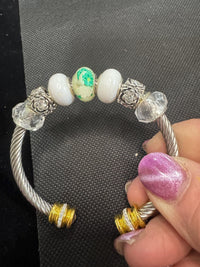 Big Beaded Specialty Silver Rhinestone Metal Bracelet
